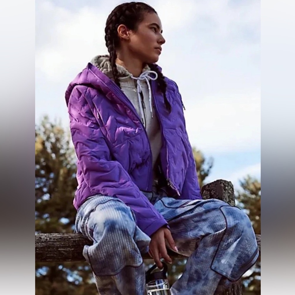 Free People Movement Gettin Lost Packable Puffer Zipper Pockets Violet